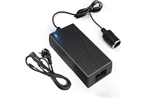 GAOUTO Adattatore di alimentazione da auto, trasformatore di tensione da 230 V a 12 V, 60 W/10 A, adattatore di alimentazione da 12 V, presa accendisigari da AC a DC per aspirapolvere auto, compressore,