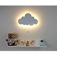 Marco Paul Modern Wooden White Cloud Shaped LED Night Light ‎Battery Powered Night Light Kids Childs Room Decor Wall Lights Wall Mounted Nursery Bedside Lamp Baby Gifts Bedroom Decor Lighting