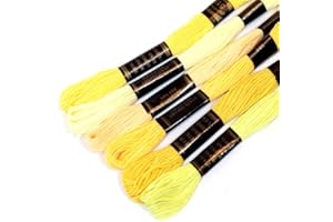 CRAFT&CO 100% Cotton Embroidery Thread Floss Bundle, Pack of 6 in Shades of Yellow (Other Shades Available). Ideal for Cross Stitch, Embroidery, Friendship Bracelets & Children's Crafts
