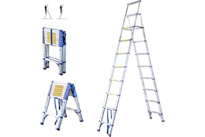 HOSTRÖM Scala telescopica a 10 gradini EXTENDACT10, Scala telescopica 2,9m+2,6m, scala pieghevole telescopica, Alt. max lavoro 4,4m, Garanzia 5 anni, Hostrom