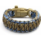 Pusulalı &Ccedil;akmaklı Taktik Paracord Bileklik - Toprak Mavi Kamuflaj Desen - Kamp ve Doğa Sporları İ&ccedil;in