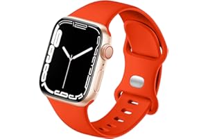 HdanMole Sport Strap Compatible with Apple Watch Straps 40mm 38mm 41mm 42mm 44mm 45mm 46mm, Silicone Strap Replacement for iWatch Straps Series 10 9 8 7 6 5 4 3 2 1 SE Women Men, Orange