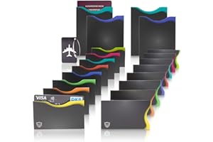 Amazy Protection Cartes de crédit Anti RFID (Lot de 20) avec étiquette Bagage – RFID Protection Carte avec Codage Couleur pour Cartes de crédit