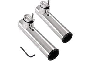 Geloo Set di 2 supporti per canna da pesca in acciaio inox regolabili su guide di montaggio di qualità marina per barche da 18 mm a 26 mm