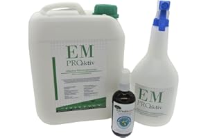 SET 5 Liter Effektive Mikroorganismen mit schöner 1 Liter Sprühflasche und Gratis Mückenspray aus Bio - Produkten von Lindkind 5 Ltr. EM Pro aktiv Bodenaktivator EM-Aktiv