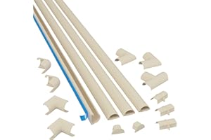 D-Line 2010KIT003 Kits de Goulottes, Cachez et Protégez les Câbles Facilement, Goulotte Décorative - 4x 20mm (Largeur) x 10mm (Hauteur) x 1m Longueurs (4-mètres) - Crème