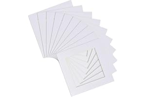 Nicola Spring 10pc Picture Photo Mounts Set - To Fit Frame Size 6 x 6 for Image Size 4 x 4 - White