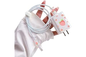 DiyGody Serie di Cavi di Protezione per Frutta Carina, Protezione Linea Dati Impedisce la Rottura del Cavo Custodia Protettiva, Protezione Cavo per iPhone Caricabatterie - Pesca