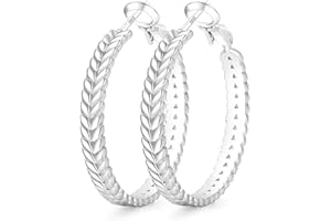 Senteria 925 Sterling Silver Hoop Earrings for Women Lightweight Large Silver Hoop Earrings Wheat Twisted Hoop Earrings Hypoallergenic 5mm Wide Big Silver Hoop Earrings for Women Girls 30/40/50mm
