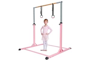 JF HOME BLISS Gymnastics Bar for Kids, Gymnastics Bars with Rings Height Adjustable Horizontal Bar – Safe and Stable Gym Bar for Home Training, Garden, Outdoor & Indoor Use