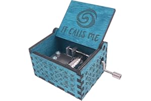 YOUTANG Moana Music Box della manovella carillon in legno intagliato, Play The Thame Song of Moana Blue