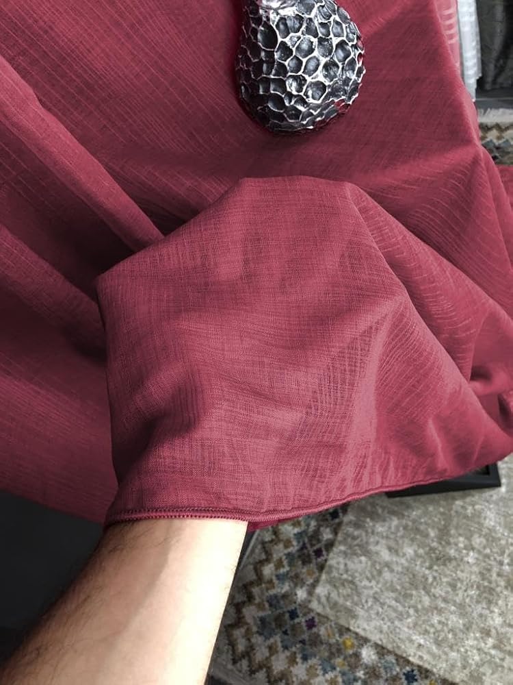 rendecioğlutekstil Tül Perde Çizgili Keten Renkli Tül Kampanyalı Ürün 300 x 270 Bordo