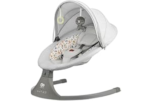 Kinderkraft LUMI 2 Babywippe, Elektrische Babyschaukel, Von der Geburt bis 9 Monate, Höhenverstellbar, 5 Schaukelmodi, 12 Melodien, Bogen mit Spielzeug, Dunkelgrau