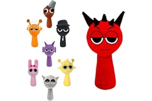 Ayizhiniu Sprunki Plush, Personaggi Cartoni Animati Sprunki Wenda Plush, Interessante Sprunki Simon Plushies Doll, 25cm Sprunki Plushies Toys, Applica Natale (rosso)
