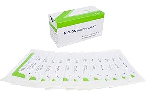 KITS OF MEDICINE Filo per Sutura in Nylon (pacco da 12) | Il miglior filo per la pratica della sutura | Per studenti in Medicina, Dentisti, Infermieri e Veterinari | Filo per sutura in Nylon 3/0 |