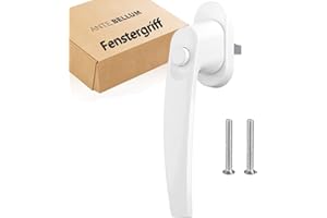 ANTE BELLUM Poignée de fenêtre avec bouton poussoir pour plus de sécurité. Poignée de porte de terrasse en aluminium blanc avec goupille de 35 mm de long (RAL 9016, 1 pièce)