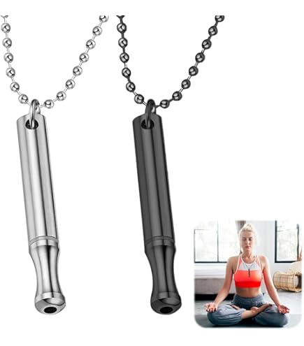 Zilynhom ademketting met roestvrij stalen ketting, 528-Hz geluidstherapie mindfulness-tool voor het verlichten van angst, kalmering, concentratie, slaapsteun en het bevorderen van achtzaamheid, 70 cm