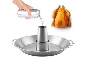 SCOUTTEEMO Edelstahl Hähnchenbräter, Edelstahl-Geflügelröster, Vertikaler Hühnerbräter mit Bierdose, Hühnchen-Grillrost, Hühnchen-Bräter, für Backofen, Grill, Camping, für den Grill und Backofen(14 Zoll)