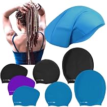 Extra Große Badekappen 3er Set – Für Langes Haar, Zöpfe, Dreads & Lockiges Haar (schwarz)