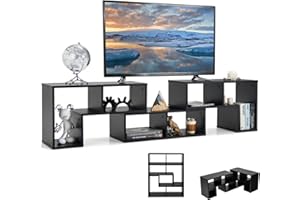 COSTWAY TV Stand for TVs up to 65 Inches, Free Combination Adjustable TV Cabinet Media Entertainment Center Storage Shelf, Modern Wooden TV Unit Console Table for Living Room Bedroom (Black)