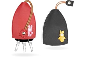 LZKHEH Étui en cuir PU pour clés de voiture - 2 pièces. Porte-clés coulissant créatif et grande capacité de rangement. Protégez vos clés et rangez-les facilement.