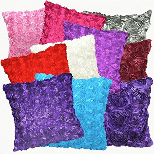 Blumen-Design Kissenbezug Leinenwurf Sofakissen Fall Bett Dekor Dunkelrosa – Rosa - 7