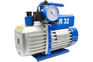 RALERTREIK Bomba de Vacío de Doble Efecto para Aire Acondicionado R32 VP215 Bomba de Vacío Coche con Válvula Solenoide Manómetro para Mantenimiento de Aire Acondicionado Portátil para Refrigeración