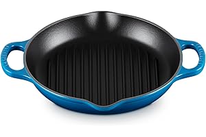 Le Creuset Signature 20208252000422 Grill rond profond en fonte émaillée avec poignée pour tous types de plaques et fours 25 cm Marseille