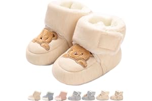 MONSTOYO Stivaletti Neonata Neonato Pantofole Antiscivolo Termiche Fodera in Pile Babbucce Scarpe Invernali Morbido Cotone Scarpine Primi Passi Stivali da Neve Calzini Caldi 0-18 Mesi