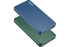 ENEGON Power Bank, Pakiet 2 przenośnych baterii 10000mAh Slimmest Zewnętrzna bateria Szybkie ładowanie, 2.4A USB C Ładowarka Portatil 3 Porty Powerbank dla iPhone, iPad, Galaxy S9, tabletów i innych.