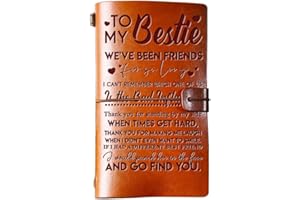 Funnli Friend Gifts, to My Bestie Leather Notebook Gifts for Girls Women, 140 Pages Travel Diary Journal Present for Birthday, Graduation, Christmas, Anniversary, Ideal Friendship Gift
