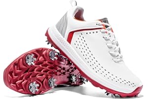 LZQpearl Herren Golfschuhe, Extra Weit Wasserfest Lässige Sneakers, Rutschfestes Unisex Sneaker Aus Leder Mit Spikes Für Golftraining Und Profisport