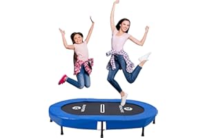 Welmotive Foldable Oval Indoor Trampoline for 2 Quiet Rebounder with 40 Springs Supports up to 150kg Safe Fitness for Kids Adults Ideal for Weight Loss Muscle Toning
