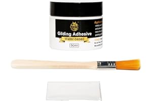 KIRIN Gilding Adhesive, 50ml Metal Leaf Adhesive for Craft, Arts, Gold leaf, Wood Use - Water Based (brush + gloves)