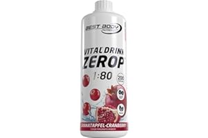 ‎BEST BODY NUTRITION Best Body Nutrition Vital Drink ZEROP® - Granatapfel-Cranberry, Original Getränkekonzentrat - Sirup - zuckerfrei, 1:80 ergibt 80 Liter Fertiggetränk, 1000 ml
