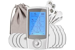 ROOTOK TENS Electroestimulador Digital, para aliviar el Dolor Muscular y el fortalecimiento Muscular, EMS Masaje, Pantalla LCD, 2 Canales, 8 electrodos
