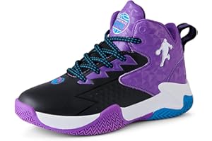 Uhclrr Zapatos De Baloncesto para Niños Zapatos Deportivos para Niños Zapatos De Entrenamiento Antideslizantes para Interiores Y Exteriores para Niños(34 EU, Purple)