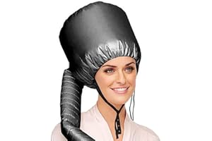 SUKEVITOR Portable Bonnet Hood Hair Dryer Attachment Set with Adjustable Soft Bonnet for Drying, Styling, Curling, Deep Conditioning - Fits All Heads (Black)