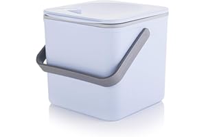 Minky Homecare Kitchen Compost Bin – Countertop Food Waste Caddy with Easy Wipe Clean Interior – Made in The UK - 3.5L (0.9 gal.) (Pastel Blue)