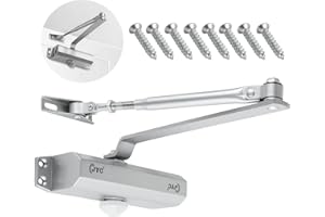 GOYADA 1 cierrapuertas automático, hidráulico automático (45-65 kg), para puertas cortafuegos, puertas de almacenamiento (plata)