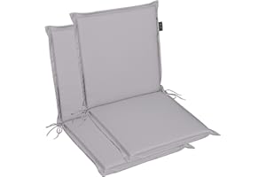 ‎LILENO HOME LILENO HOME Gartenstuhl Auflagen [2er Set - Niedriglehner] in Grau - Bequeme Liegen als Sitzauflagen für Gartenmöbel - Stuhlkissen für Gartenstühle und Klappstühle MIA
