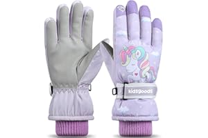 ‎HJKIOPC Hjkiopc Kinder Skihandschuhe Wasserdicht Verschleißfeste und Warme Handschuhe Gestrickte Manschetten Gefüttert mit Klettverschluss,6-12 Jahre alte Jungen und Mädchen