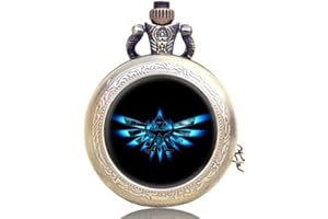 Products Just4U Gift Boxed Legend of Zelda Triforce Quartz Pocket/Necklace Watch + Free Spare Battery