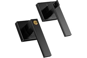 Aceele Interior Privacy Door Handle with Lock, Square Door Lever for Bathroom and Bedroom, Matte Black Reversible Keyless Door Knobs Turn Push Button Lock