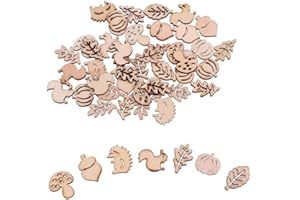 Casiler 50pcs Craft en Bois Feuilles De Champignon Scrapbooking Scrapbooking Décoration des Hérissons Embellissements