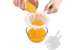 SUWIWKKOA Feines Sieb, 2 Stück Sieb Fein, 200/400 Mesh Haarsieb Küche mit Griff Ultrafeines Küchensieb Kunststoff Sieb Feinmaschig Kleines Passiersieb für Saft, Milch, Kaffee