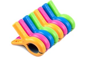 GICARE 8 Pièces Grandes Multicolore Pince Serviette Plage, Durable Grosse Pince à Linge Plastique, Épingle a Linge, Clip de Brise-Vent pour Transat Plage, Chaise Longue de Piscine, Vêtements, Couettes, Draps
