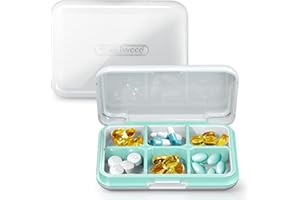 DUOUPA Tablettenbox, 6 Fächer Pillendose Abnehmbare, Wasserdichte Medikamentenbox für Reise & täglichen Gebrauch(Weiß)