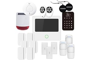 DAEWOO SECURITY Daewoo Pack Alarme AM313, Centrale à écran Tactile, détecteur de Mouvement adapté aux Animaux, Ouverture, Vibration, sirène Solaire, détection de fumée, Clavier sans Fil, contrôle à Distance