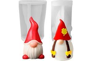 JDH SILICONE Stampi 3D di Natale in Silicone per Calcestruzzo, Gnomo per Candele, Pietre Aromatiche, Cioccolato, Decorazioni Natalizie Fai da Te